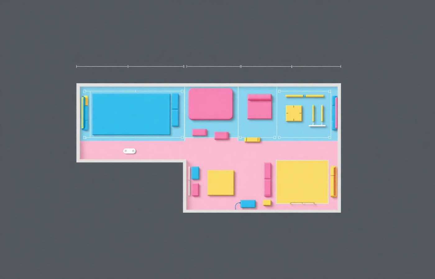 Colorful floor plan blueprint
